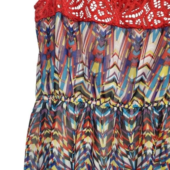 Funky Dress Crochet Net Neckline Art to Wear Fit and Flare L - Picture 6 of 11